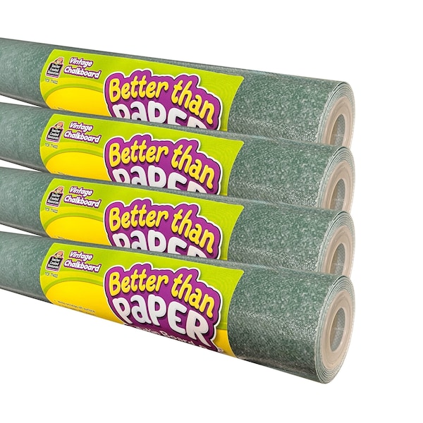Teacher Created Resources Better Than Paper Bulletin Board Roll, Vintage Chalkboard, 4PK TCR32460 - main